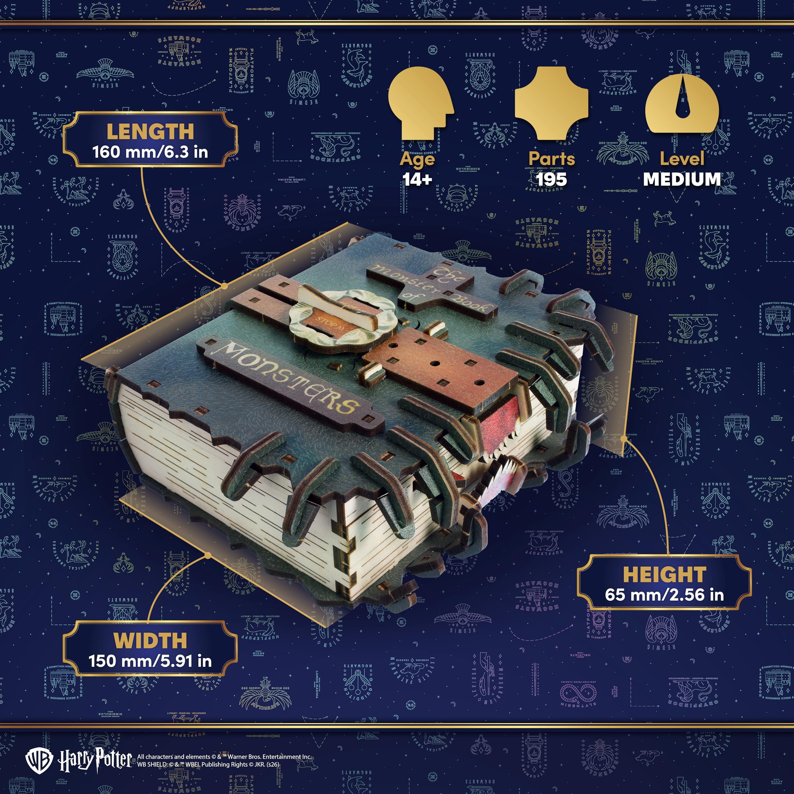 UGEARS Harry Potter das Monsterbuch der Monster - 3D Holzpuzzle Erwachsene, Modellbausatz Erwachsenen, DIY, Mechanisches 3D Puzzle Erwachsene, das Perfekte Geburtstagsgeschenk Mann, Magic Holz