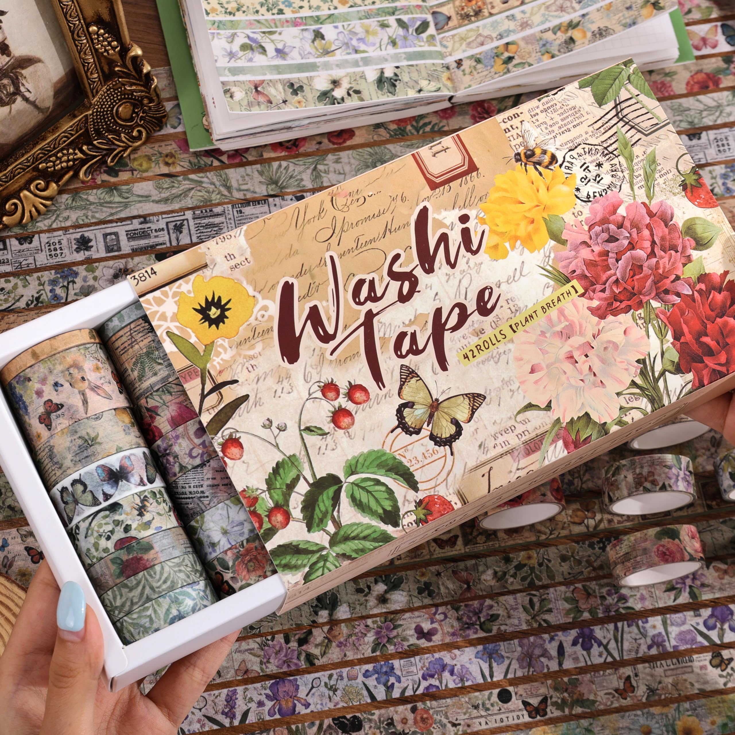 Vintage Washi Tape Set - Butterflies & Flowers -3