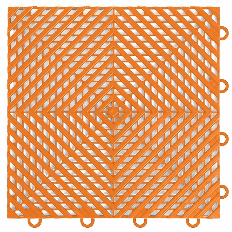 Piso Modular Drenante Nitro Tiles Vented em Polipropileno, Encaixe Intertravado, Laranja Harley Orange, 30,5 x 30,5 cm, 1 peça
