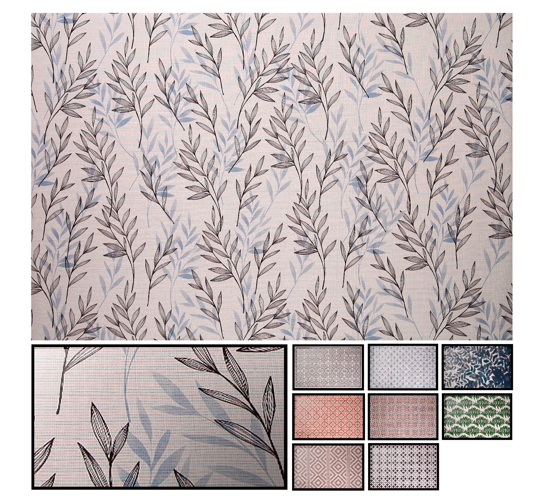 LucaHome - Alfombra vinílica Trenzada Ghana Interior o Exterior- Alfombra vinílica Cocina - salón - despacho- Dormitorio Vinilo PVC - Alfombra vinílica Antideslizante(Hojas Azul- 160x230cm)