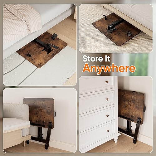 Miniatura 5 de Monomi Escritorio plegable móvil de 25.6 pulgadas, pequeño escritorio para computadora portátil con ruedas para computadora portátil con ruedas para