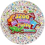 Sinceroduct 3200+ 3D Puffy Stickers, 64 Unique Sheets Ultimate Kids Sticker Fun Pack, Preschool Sticker Sheets for Reward, Craft, Scrapbooking Including Animal, Fruits, Dinosaurs, Cars and More.
