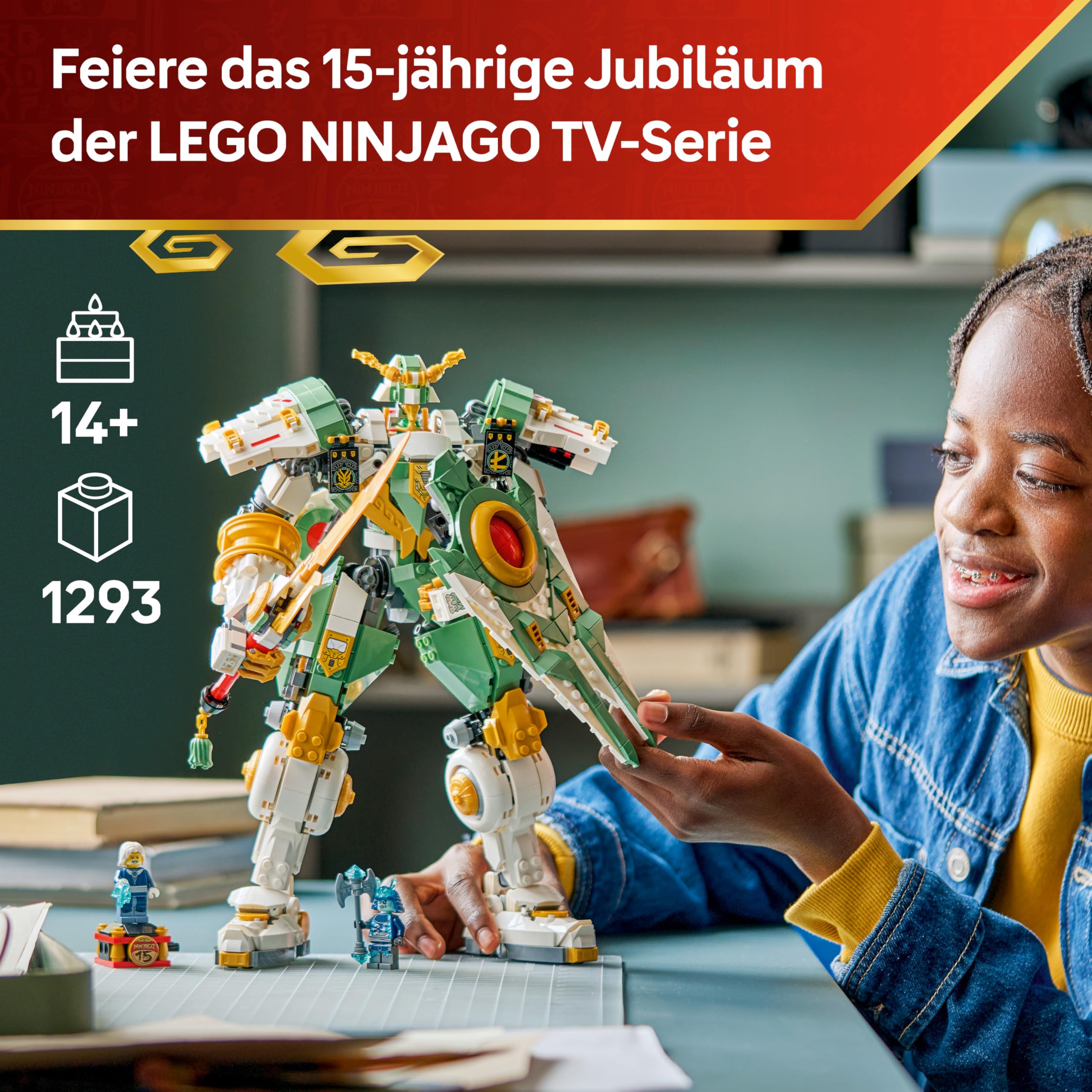 LEGO NINJAGO 15-jähriges Jubiläum: Lloyds Titan-Mech - Ninja Action Spielzeug mit sammelbarer Minifigur, Schild und Schwert - nostalgisches Geschenk für Jungen ab 14 Jahren und erwachsene Fans - 71860