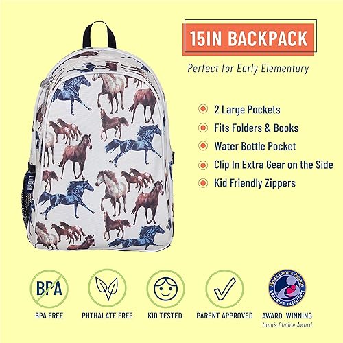 Miniatura 5 de Wildkin Paquete de mochila para niños de 15 pulgadas con bolsa de almuerzo (Horse Dreams)