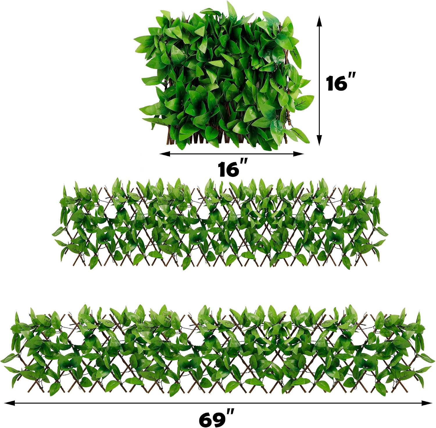 DR.DUDU Fence Privacy Screen, Artificial Hedges with Lights, Single Sided Leaves, Perfect for Balcony Decor, Indoor, Outdoor, Easter, Spring Warm White