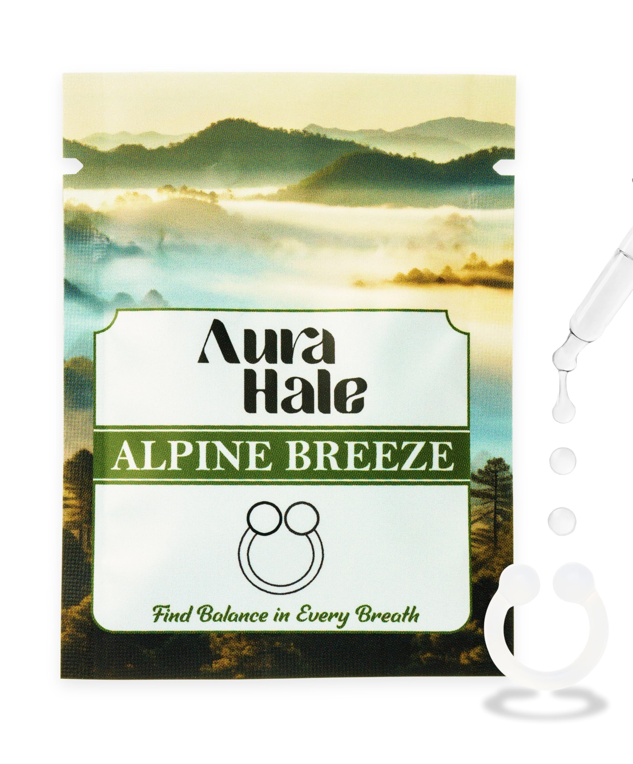 Aurahale Transparent Nasal Diffuser Ring – Alpine Breeze Scent For Open Airways, Mental Focus & Balanced Energy | Wearable Aromatherapy | Medical-Grade Silicone | Organic Essential Oil Infused