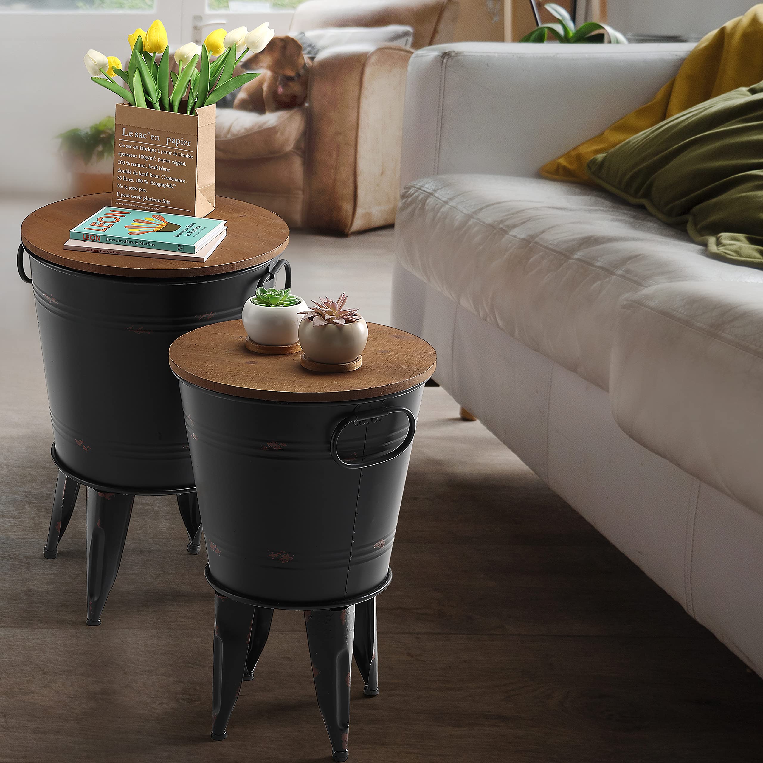 Amazon.com: Rustic Storage Farmhouse Accent Side Table, Antique
