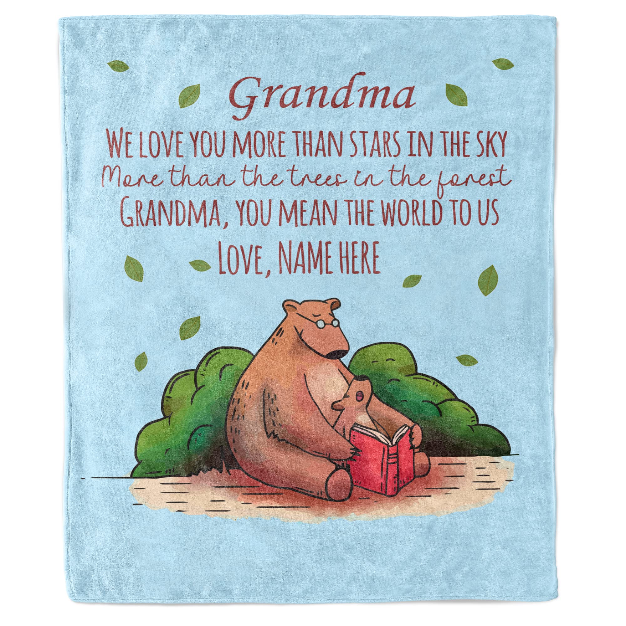 Coperta con nome personalizzato We Love You More Than Stars in The Sky Coperta nonna orso coperta in morbido pile coperta personalizzata regalo per Mimi Nana nonna regalo personalizzato