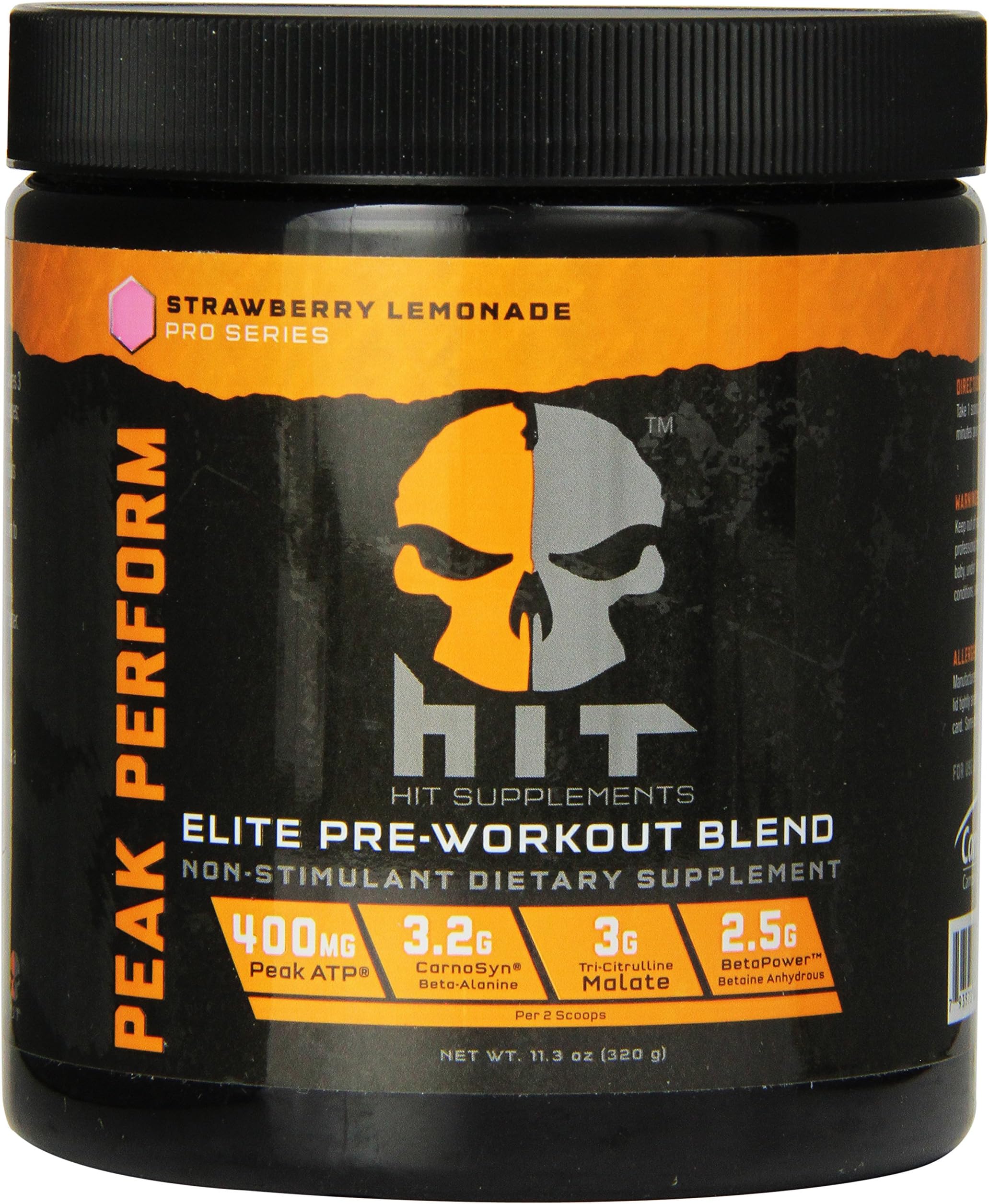 HIT Supplements Peak Perform Pre Workout Supplement with Peak ATP, Stimulant Free, Strawberry Lemonade, 45 Servings