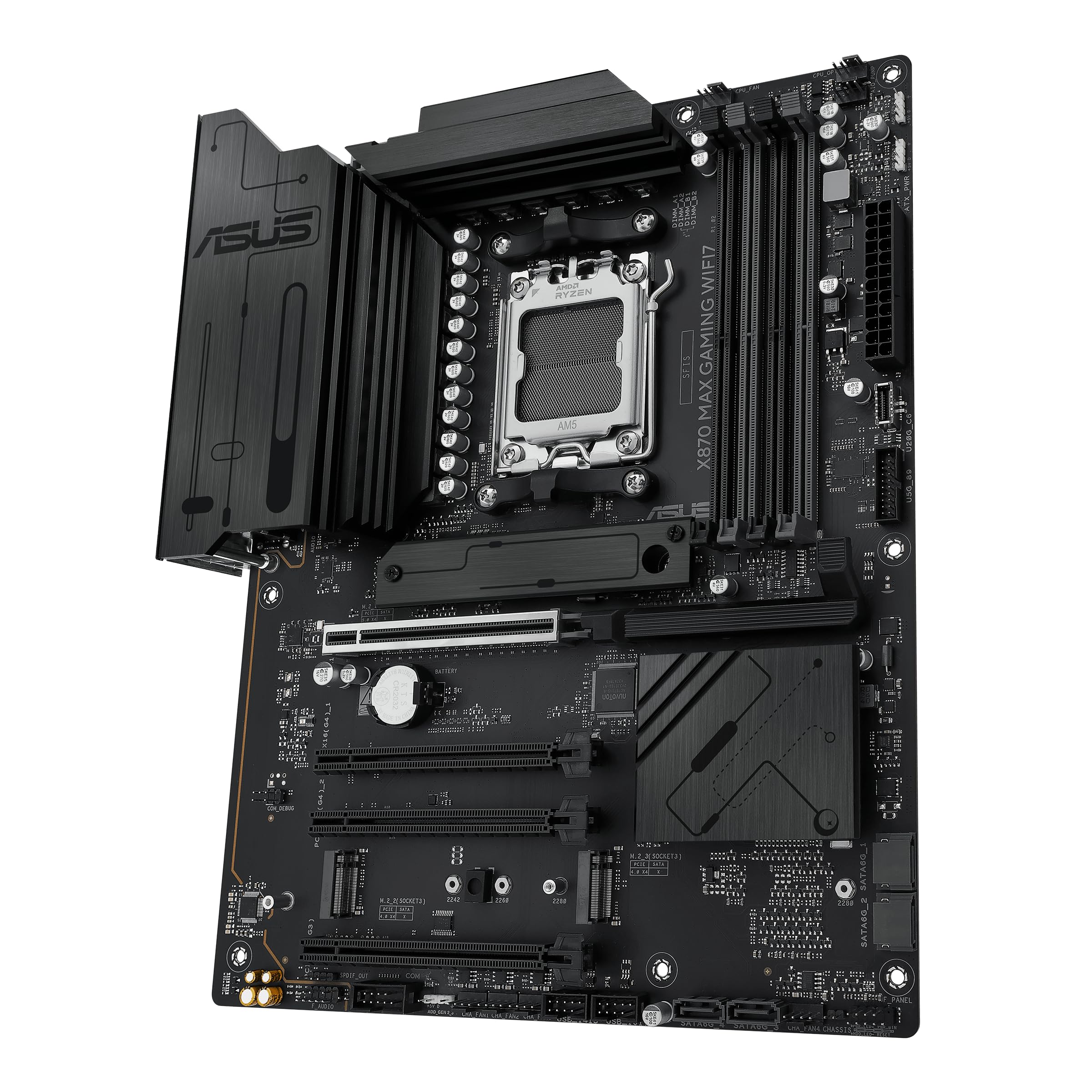 ASUS Scheda madre X870 MAX Gaming WIFI7 AMD AM5 ATX, 12+2+1 DrMOS 80A, DDR5, PCIe 5.0 x16 Q-Release, 3X M.2, Wi-Fi 7 Q-Antenna, 2.5Gb LAN, USB4® Type-C®, USB-C® 20Gbps, BIOS Flashback™, Aura Sync