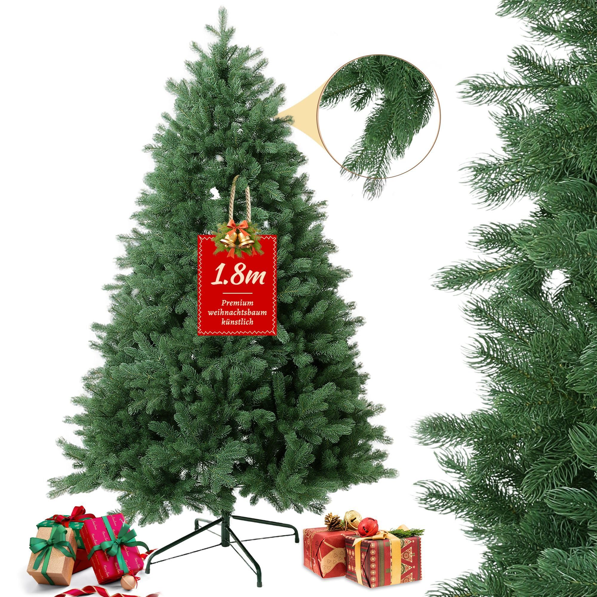 EVGN Sapin de Noël Artificiel de qualité supérieure - 180 cm - 100% Moulage par Injection - Branches en polyéthylène (réaliste et Dense) - Aspect réaliste - Aspect réaliste - sans éclairage