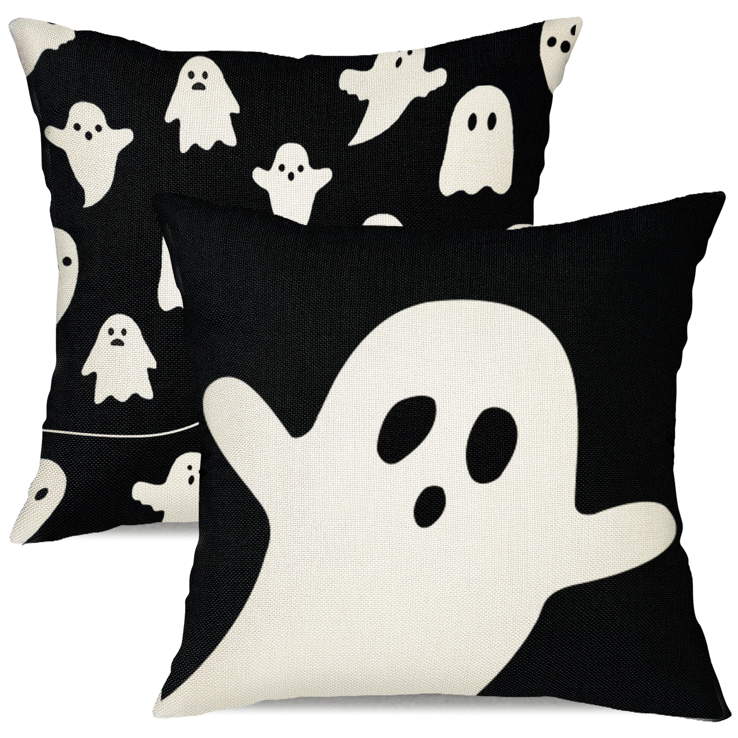 JXZYGMD Halloween Pillow Cover 18x18 Set of 2 Ghost Pillow Covers Outdoor Halloween Decorations for Home Decor