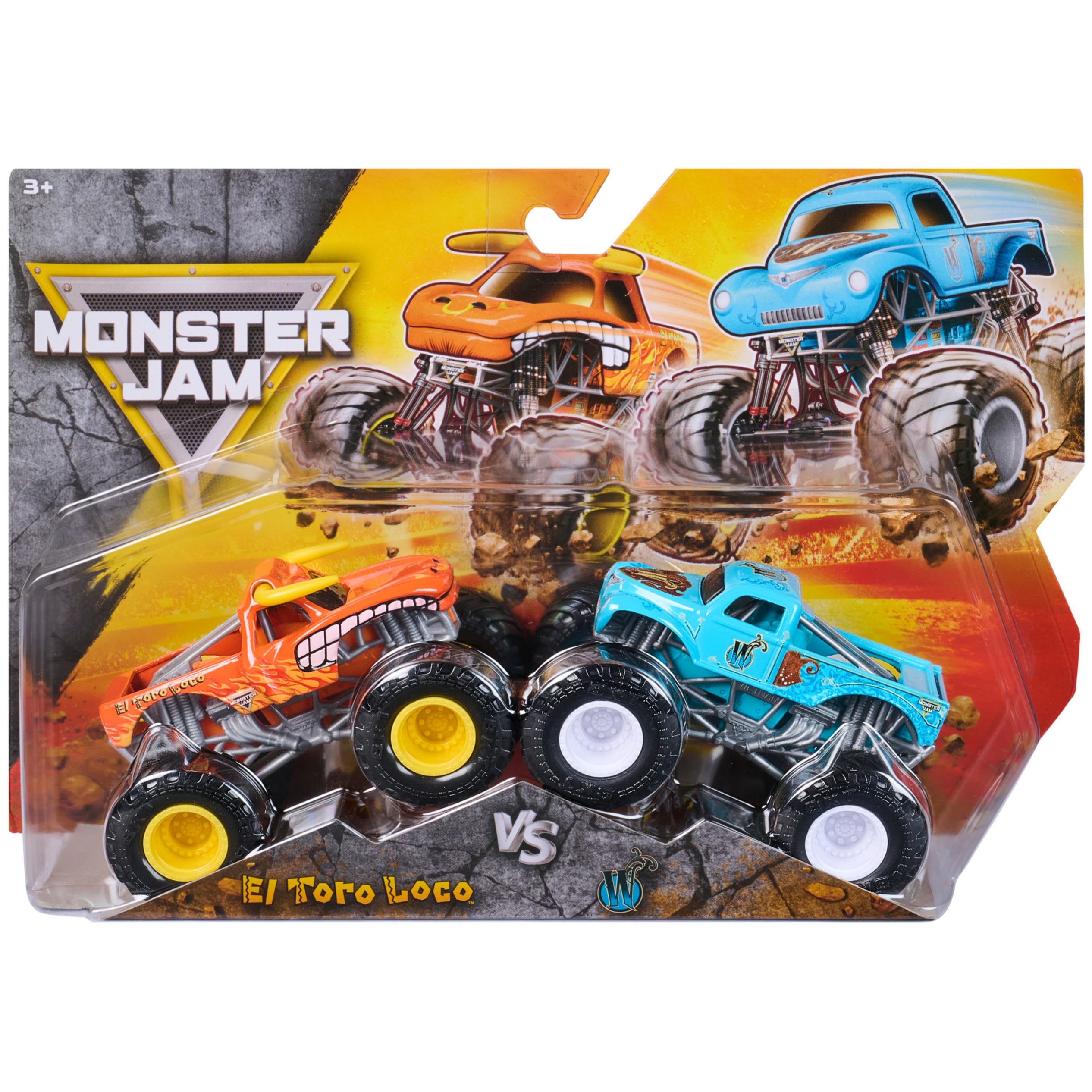 Monster Jam Grave Digger vs Son-Uva-Digger Monster Truck in scala 1:64 | Autentica replica di camion giocattolo, pneumatici BKT in vera gomma, grafica dettagliata, regali di gioco per bambini e
