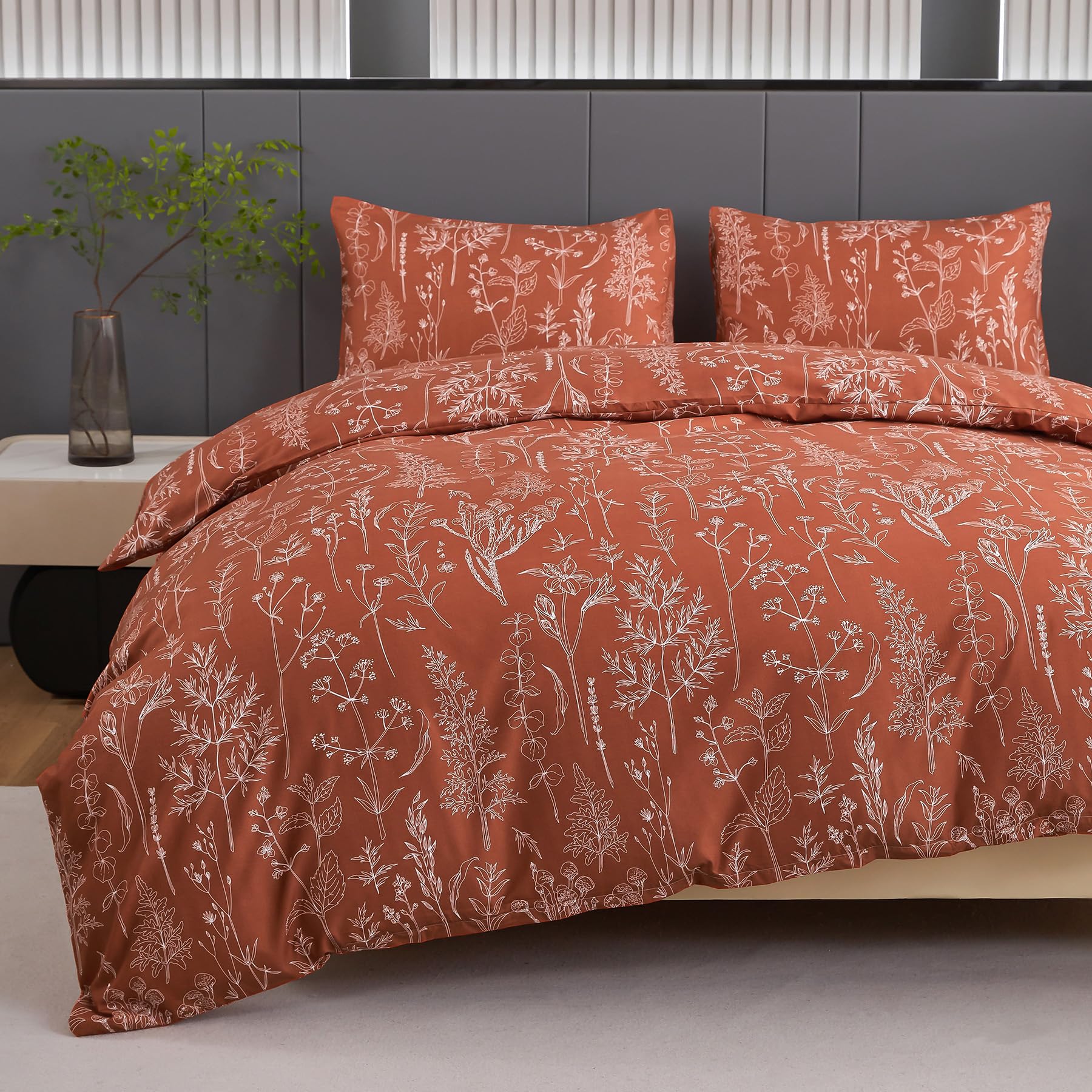 Jemiipee Bettwäsche-Set mit Blumenmuster, Bettbezug und Kissenbezug, Bettwäsche Deckenbezug Wendebettwäsche Mikrofaser Weich mit Reißverschluss