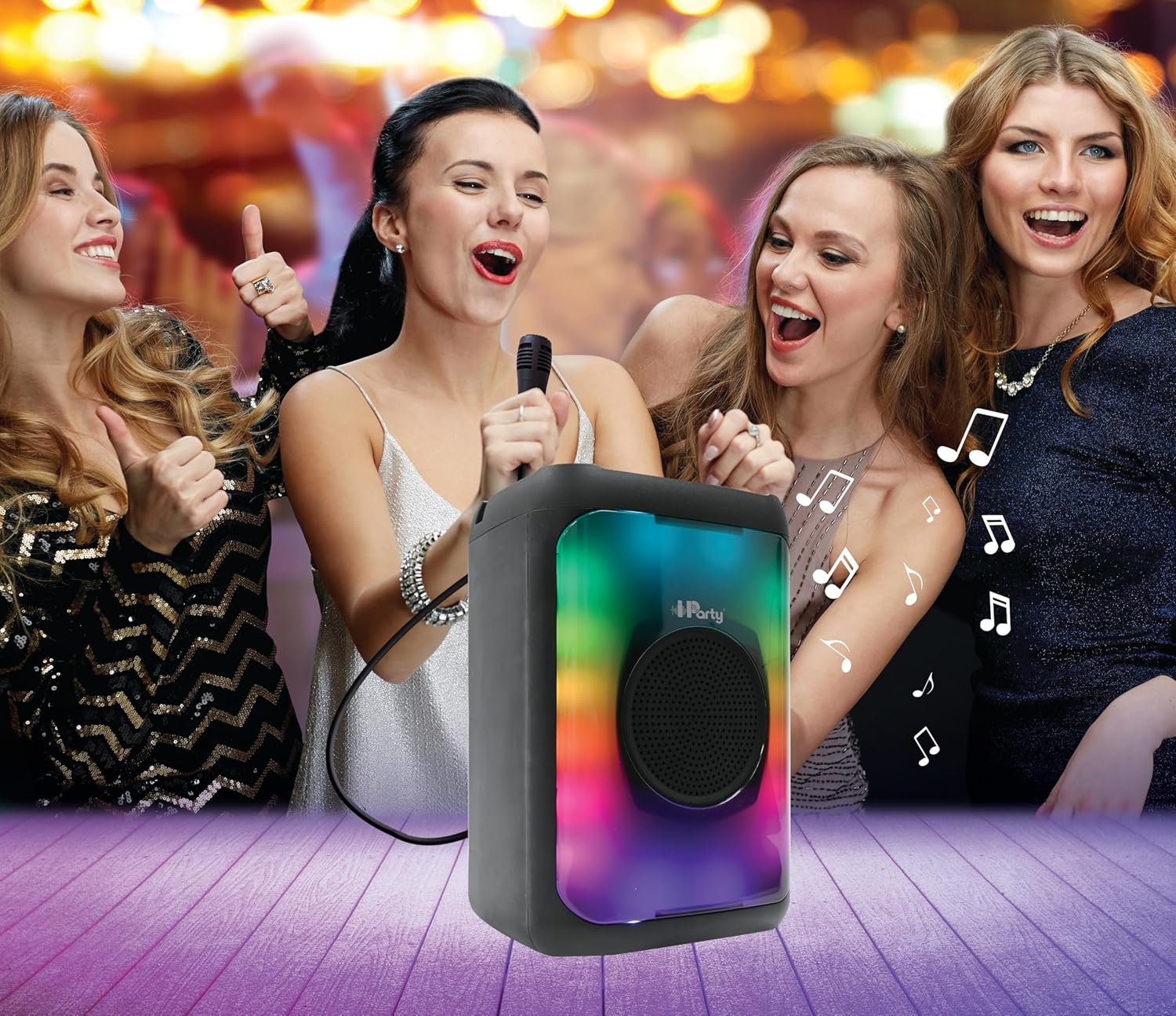 Lexibook, iParty®, Portable Bluetooth® Speaker with Microphone, Powerful Sound, Multi-Colour Light Effects, Rechargeable Battery K8320