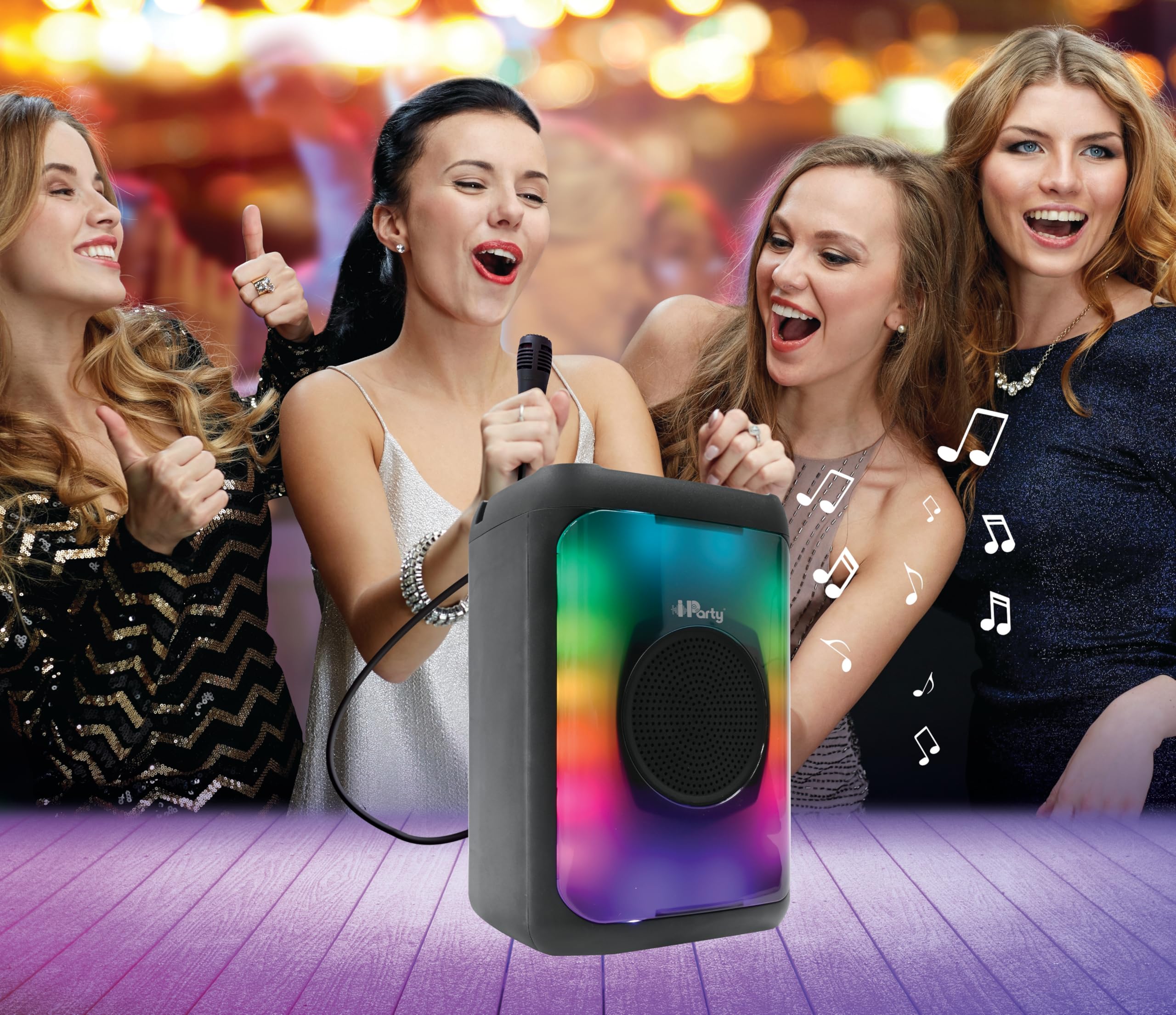 Lexibook, iParty, Głośnik Bluetooth, K8320 | Mocny dźwięk, wielokolorowe efekty świetlne, akumulator