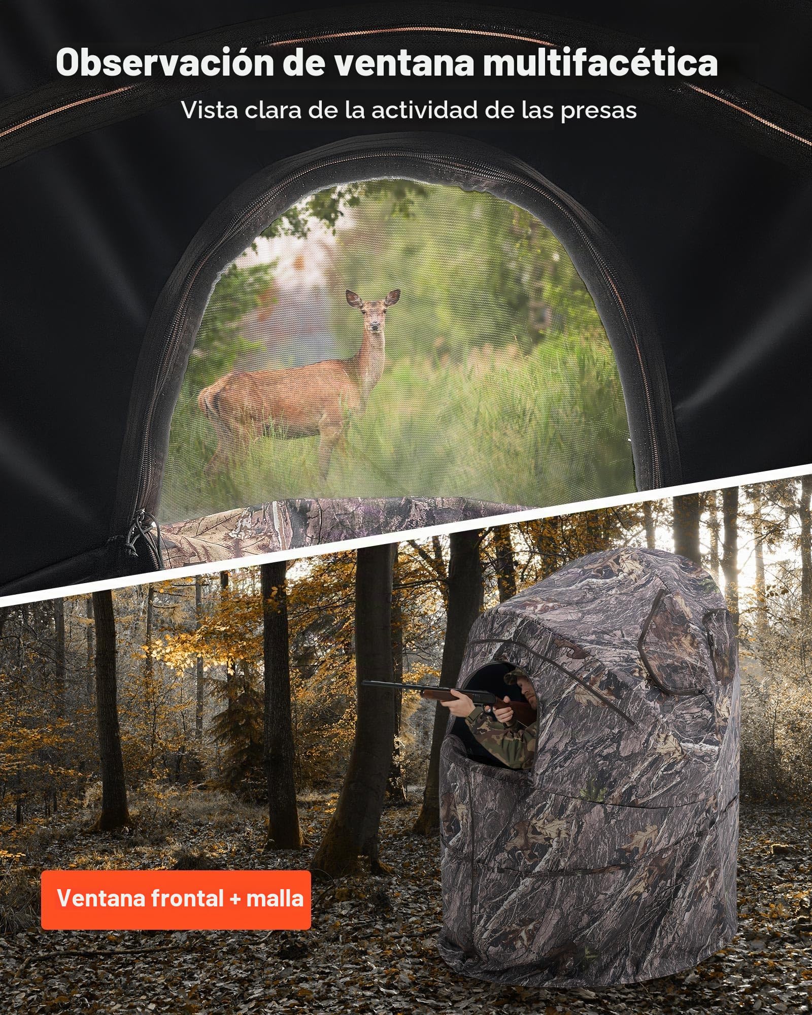 VEVOR Persiana de caza, persiana transparente de 270°, persiana de ciervo para caza con bolsa de transporte, tienda de campaña portátil y resistente