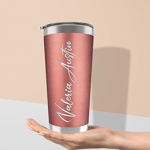 Miniatura 5 de Vasos personalizados con tapa y popote, de 20, para café y viajes regalo personalizado para mujeres
