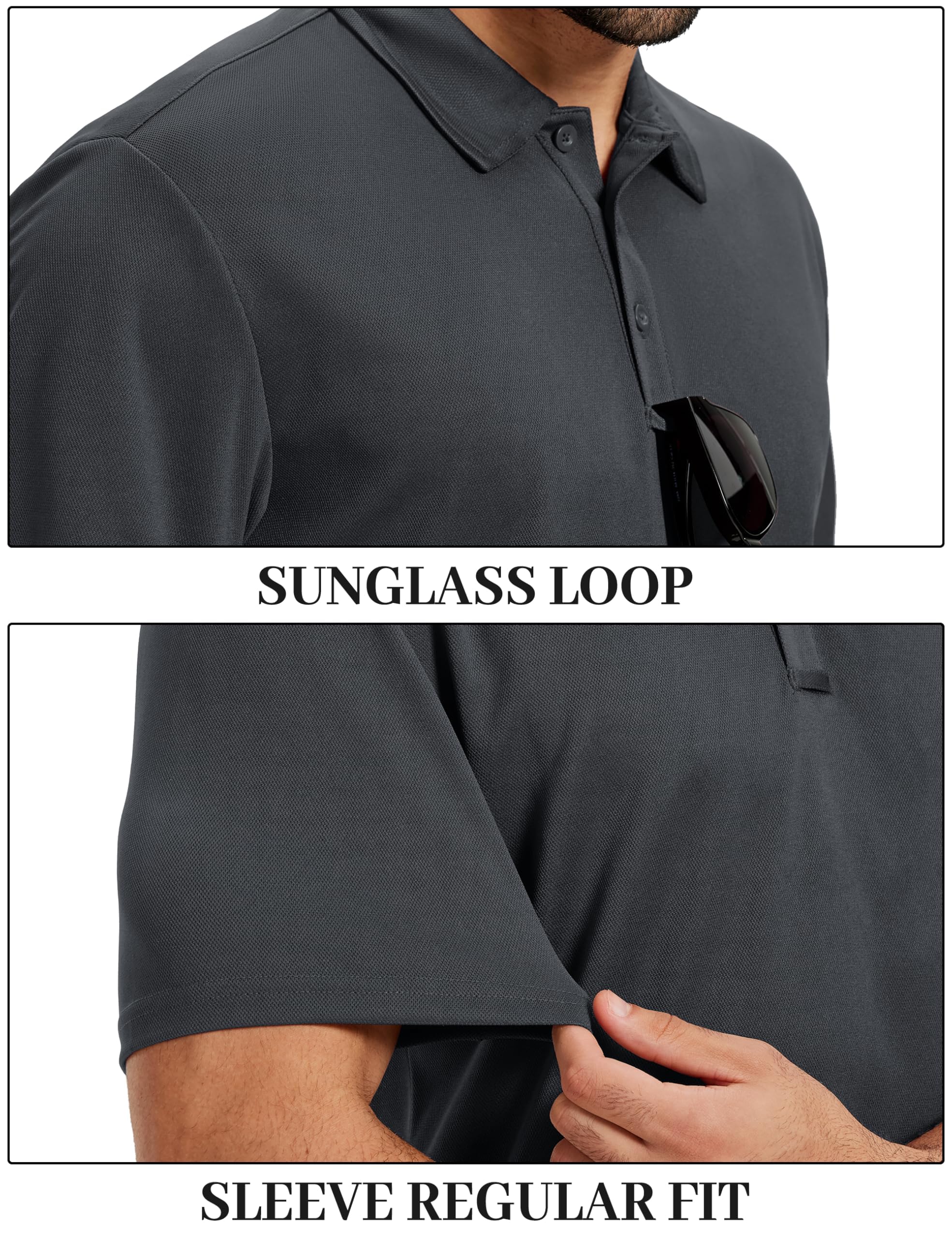 TACVASEN Polo de manga corta para hombre, camiseta funcional para golf, transpirable, de secado rápido