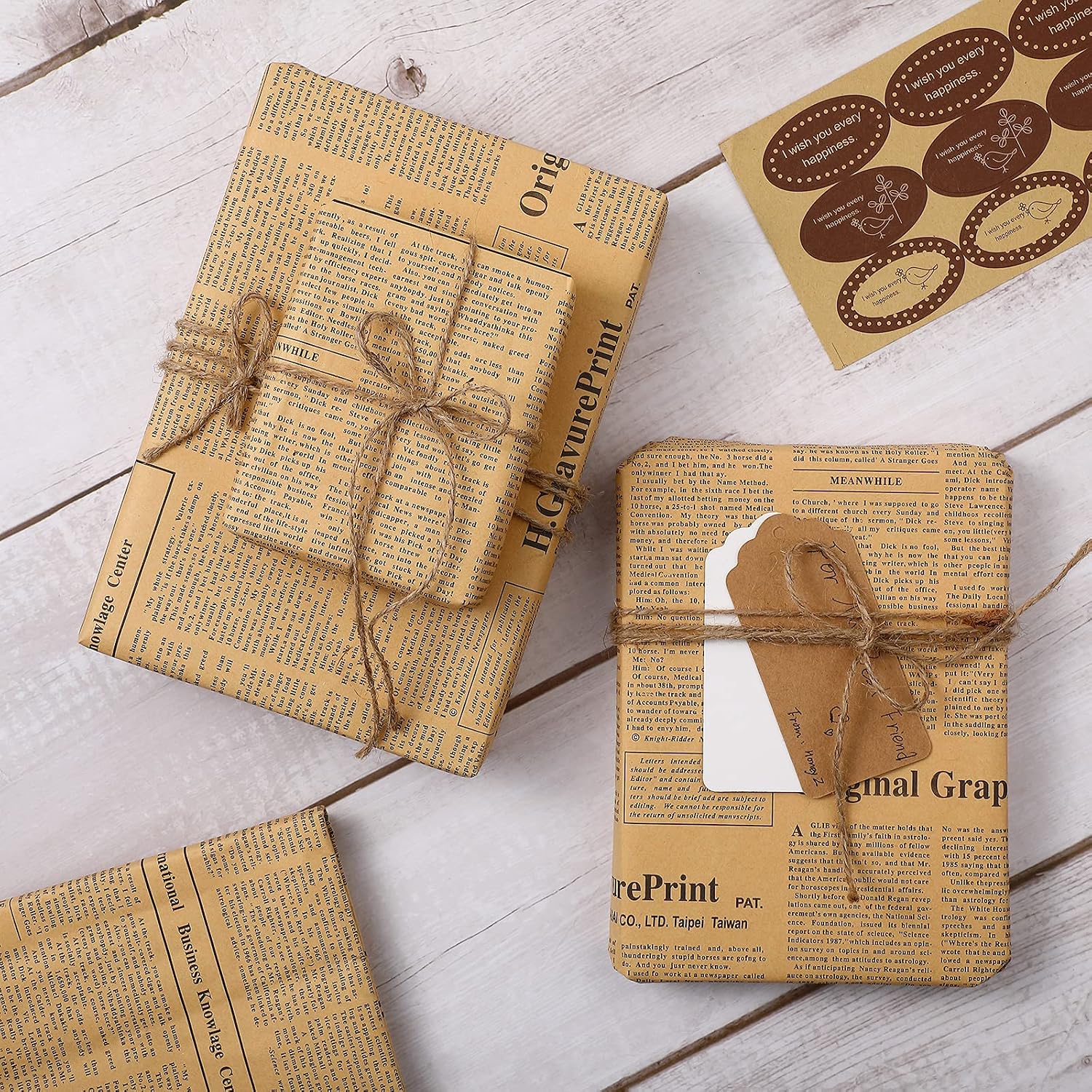 Tenare 18 Pack Newspaper Wrapping Paper Vintage Book Wrapping Paper Sheets for Birthday Valentine’s Day Gift Packing, 27.75 x 19.75 Inch