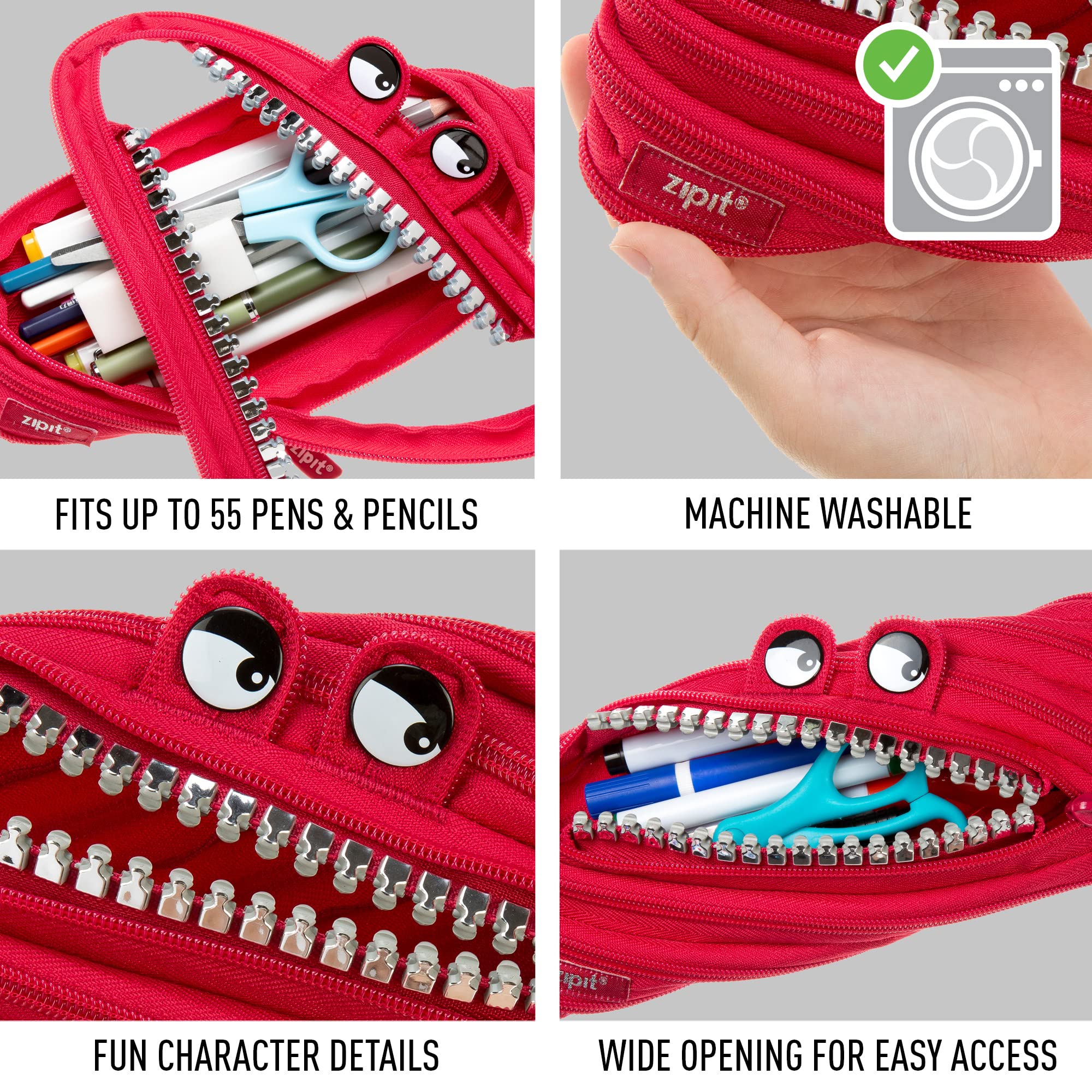 Amazon | Zipit ペンケース グリルズモンスターポーチ リッチ レッド