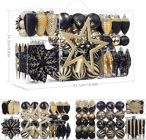 Miniatura 3 de SHareconn Juego de 106 bolas de Navidad, bolas decorativas de plástico inastillables para decoración de árbol de Navidad, decoración de vacaciones,