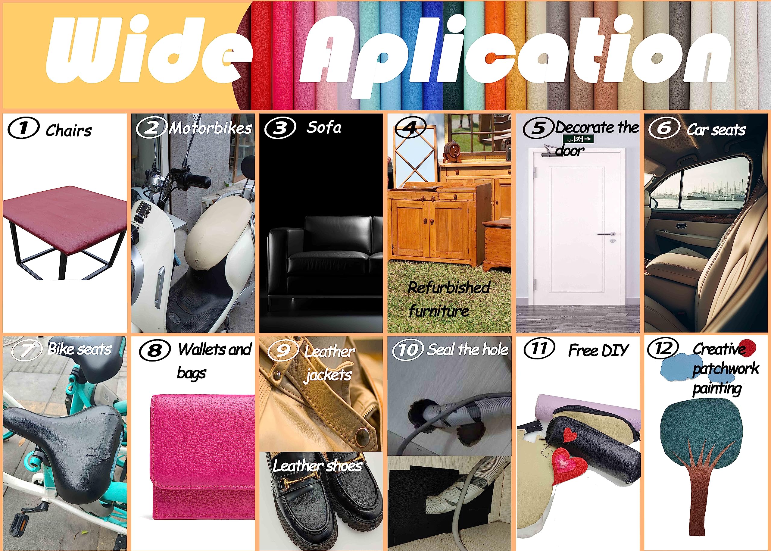 Surriba Kunstlederen reparatieset, lederen patches, zelfklevend