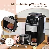 Vista 4 de Gevi Cafetera de goteo de 10 tazas con molinillo integrado, máquina de café combinada de moler y preparar rebabas con pantalla táctil, programable