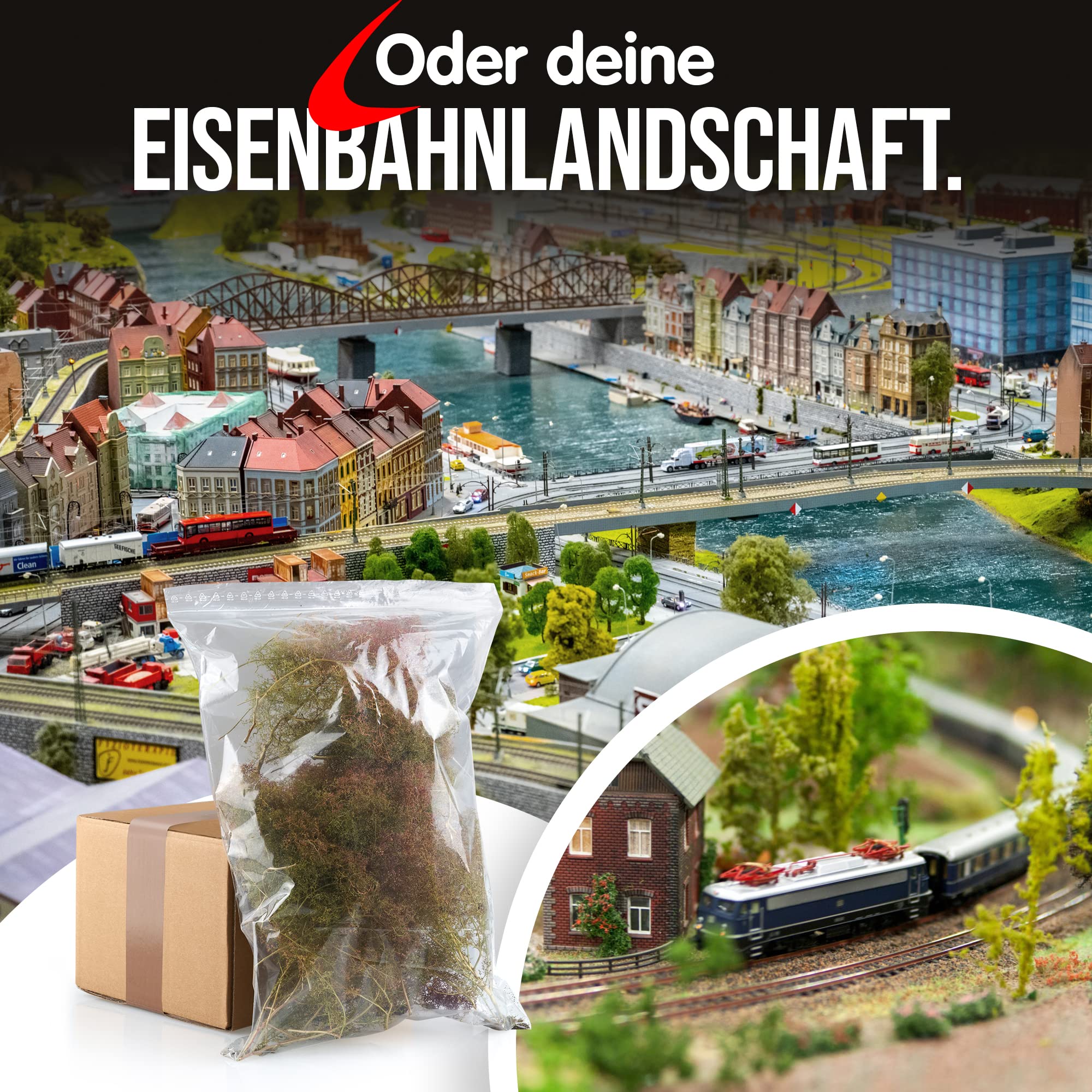 Seemoos/Meerschaum Ideal für Modellbauwälder! fürArchitekturmodellbau, Bäume, Büsche, Landschaft & Dioramen (Karton 250x200x150mm, Natur/grün/rötlich)