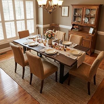 Solid Wood Dining Table 160x80cm for 4-6 People, 30mm Thick Solid Wood Tabletop, Sturdy Metal Legs, Heavy Duty 200KG Load, Rectangle Wooden Table for Dining Room, Living Room, Home Office
