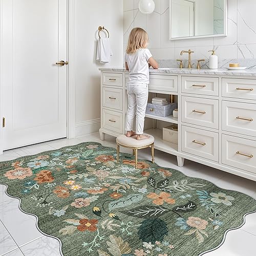 Miniatura 421 de Alfombra lavable para pasillo y de cocina, alfombra de entrada, vintage, suave para el suelo, alfombra antideslizante para interiores, para baño