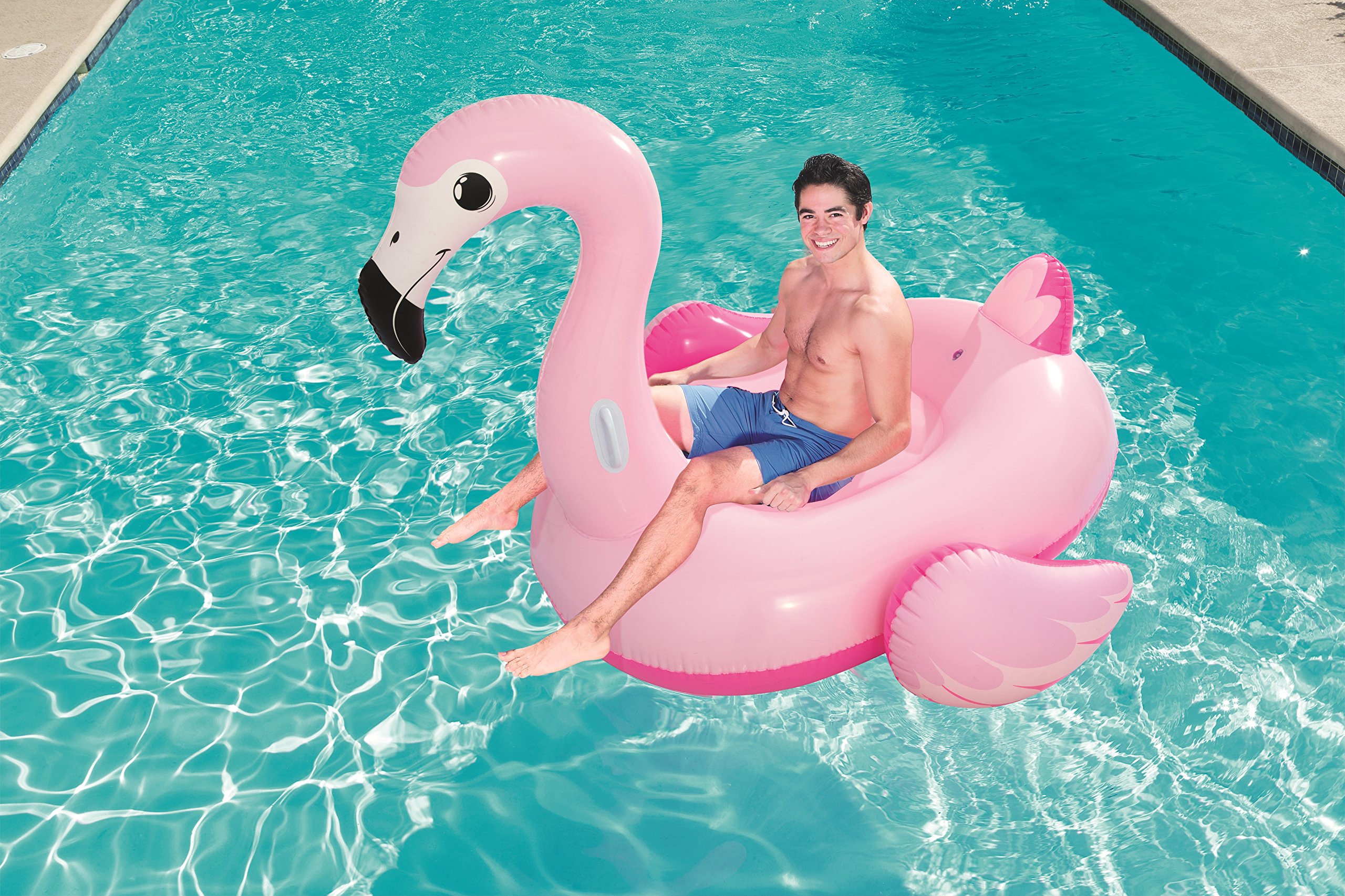 Bestway 41110 Float'nFashion Fenicottero Rosa Cavalcabile Gigante con Maniglie 1,91m x 1,78m