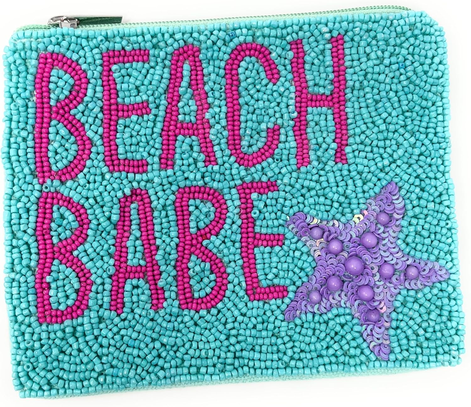 Beach Babe Beaded Coin Purse Pouch, Small Wallet, Bead Pouch, Birthday Gifts, Blue Small Purse, Gift Card Pouch, Beach Lover Gift