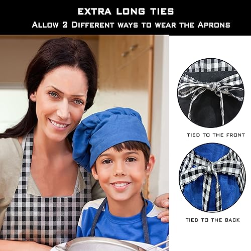 Miniatura 5 de Delantal de chef de cocina con 2 bolsillos de algodón con correas ajustables, bordado de restaurante, pintura artesanal, 28 x 35 pulgadas, paquete