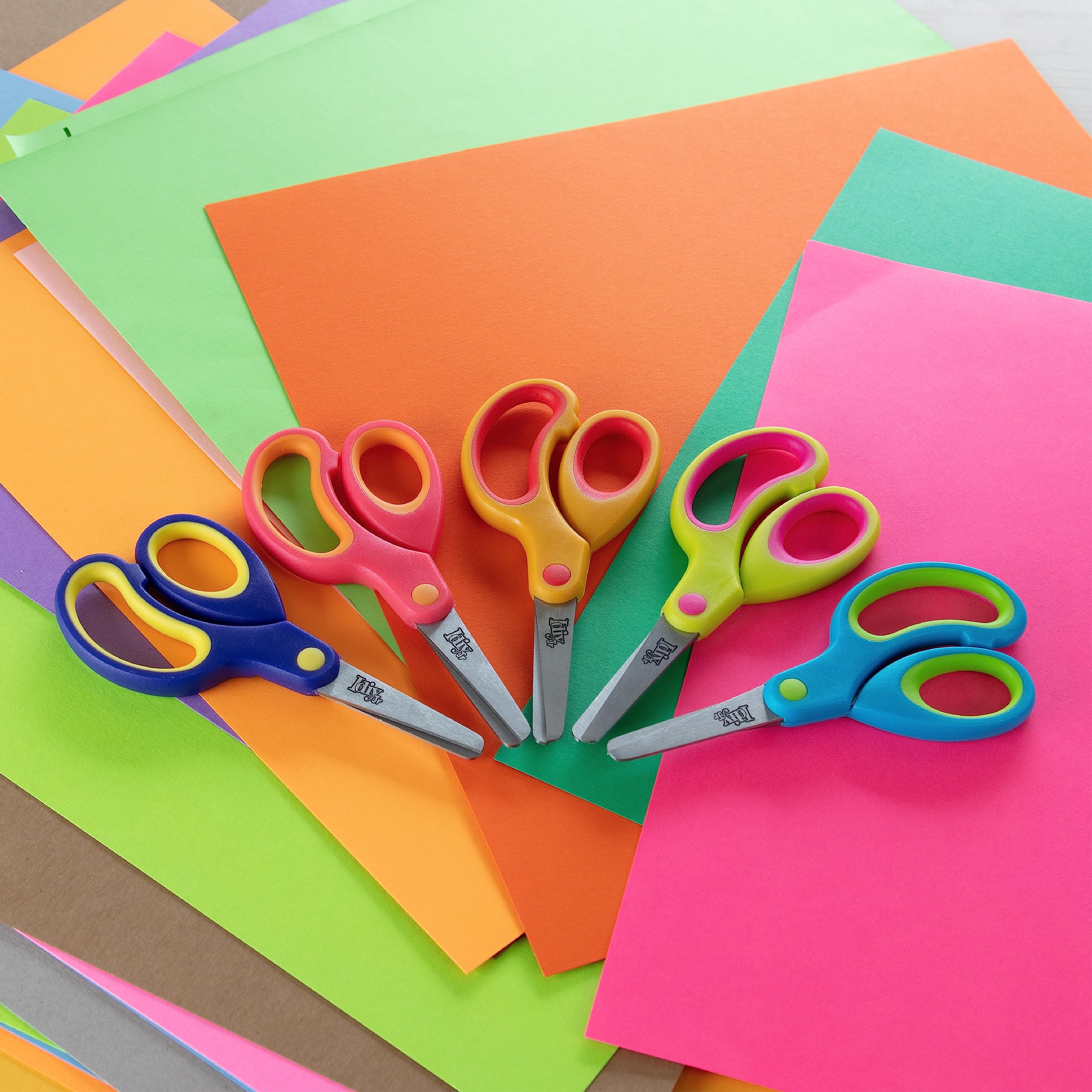 Idiy Lot de 25 paires de ciseaux pour enfants - 12,7 cm - Poignée souple - Pointe émoussée - Ciseaux de sécurité faciles à couper - Idéal pour les projets scolaires primaires, les fournitures d'art et