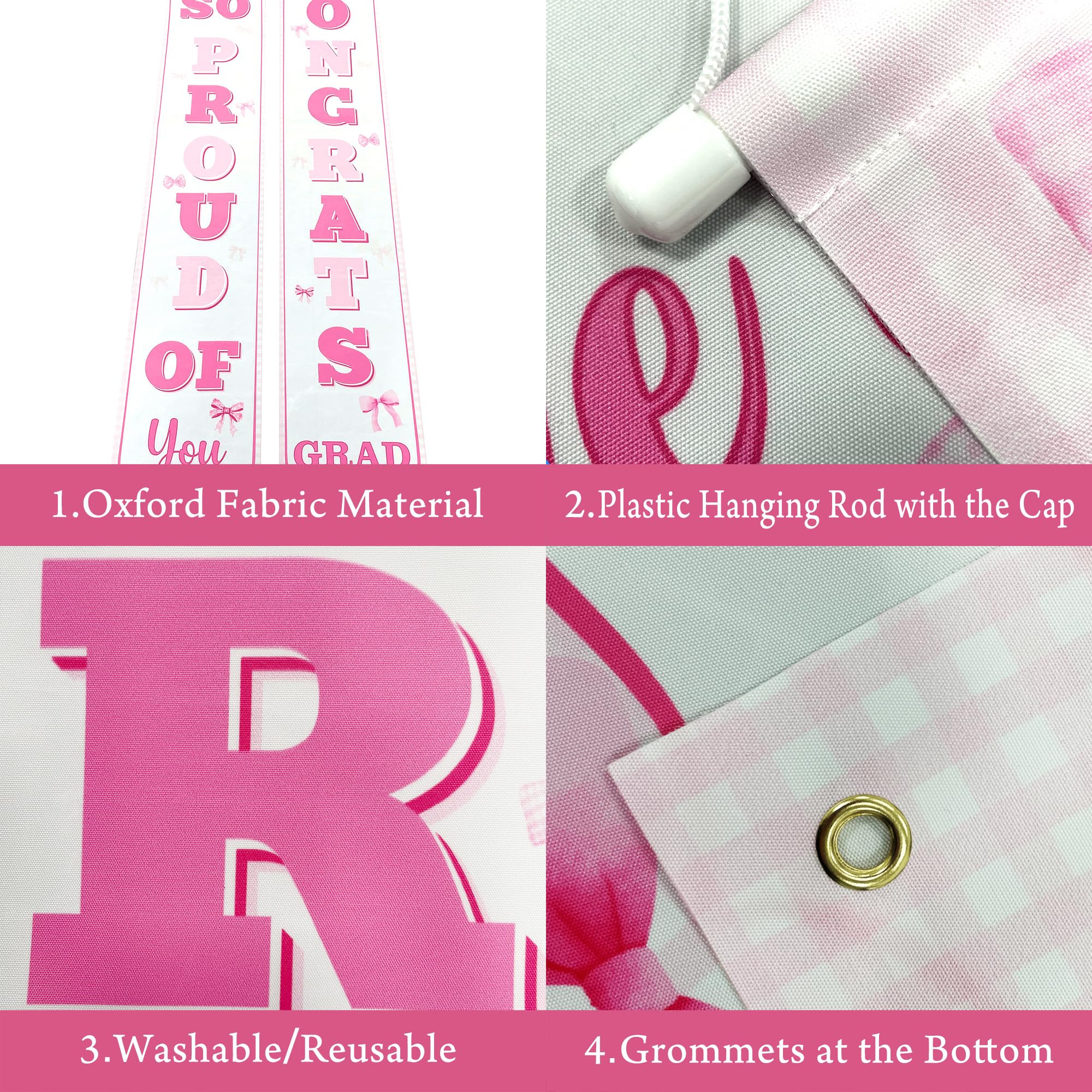 KatchOn, Pink Congrats Grad Door Backdrop - 72x12 Inch, Pack of 2, 72x12 inches - Image 3