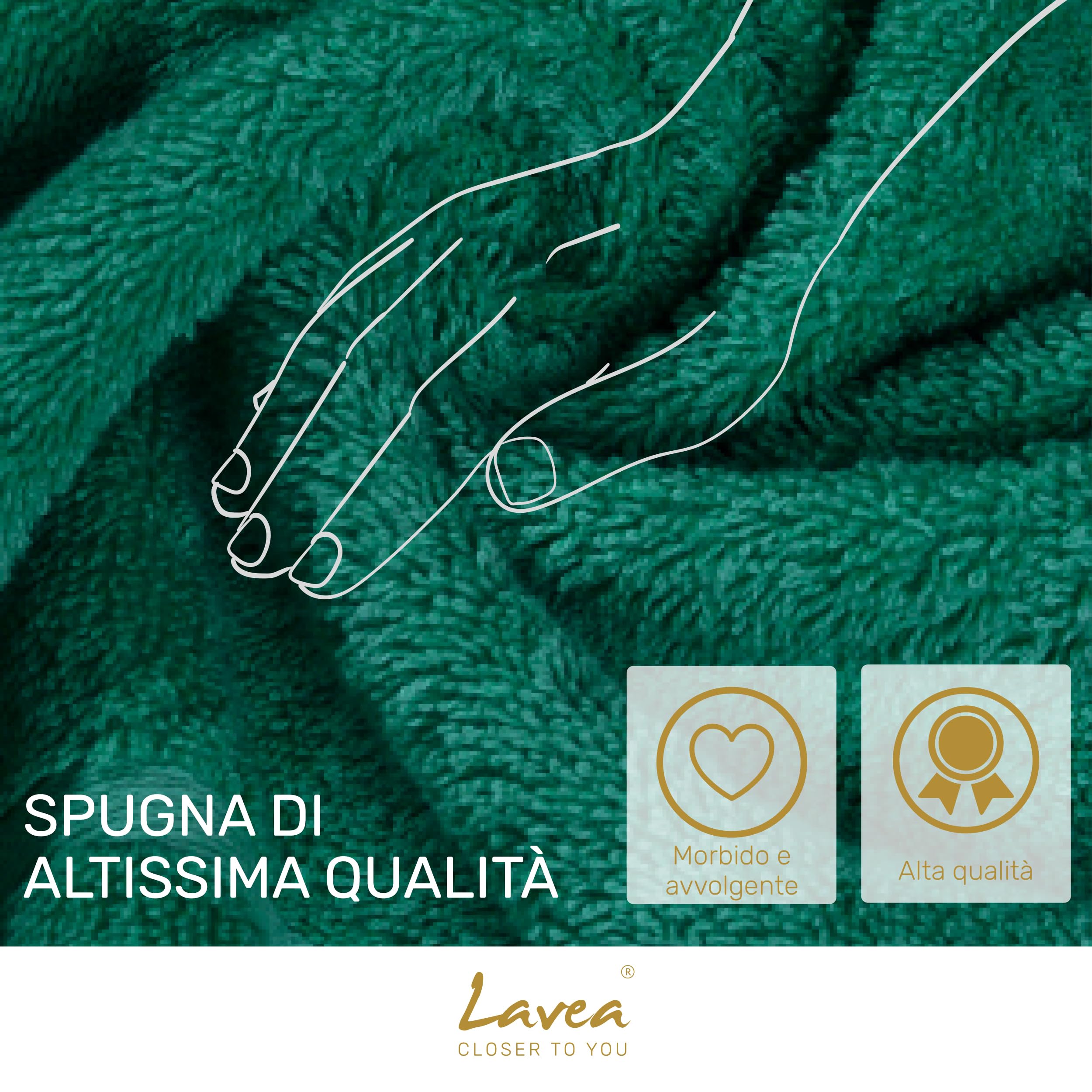 Lavea® Set Sauna Accappatoio Uomo e Donna con Asciugamano Doccia Grande 80x200 cm – Asciugamani Bagno in Spugna 100% Cotone, Morbidi e Assorbenti, Cappuccio e Cintura, OEKO-TEX® – Smeraldo