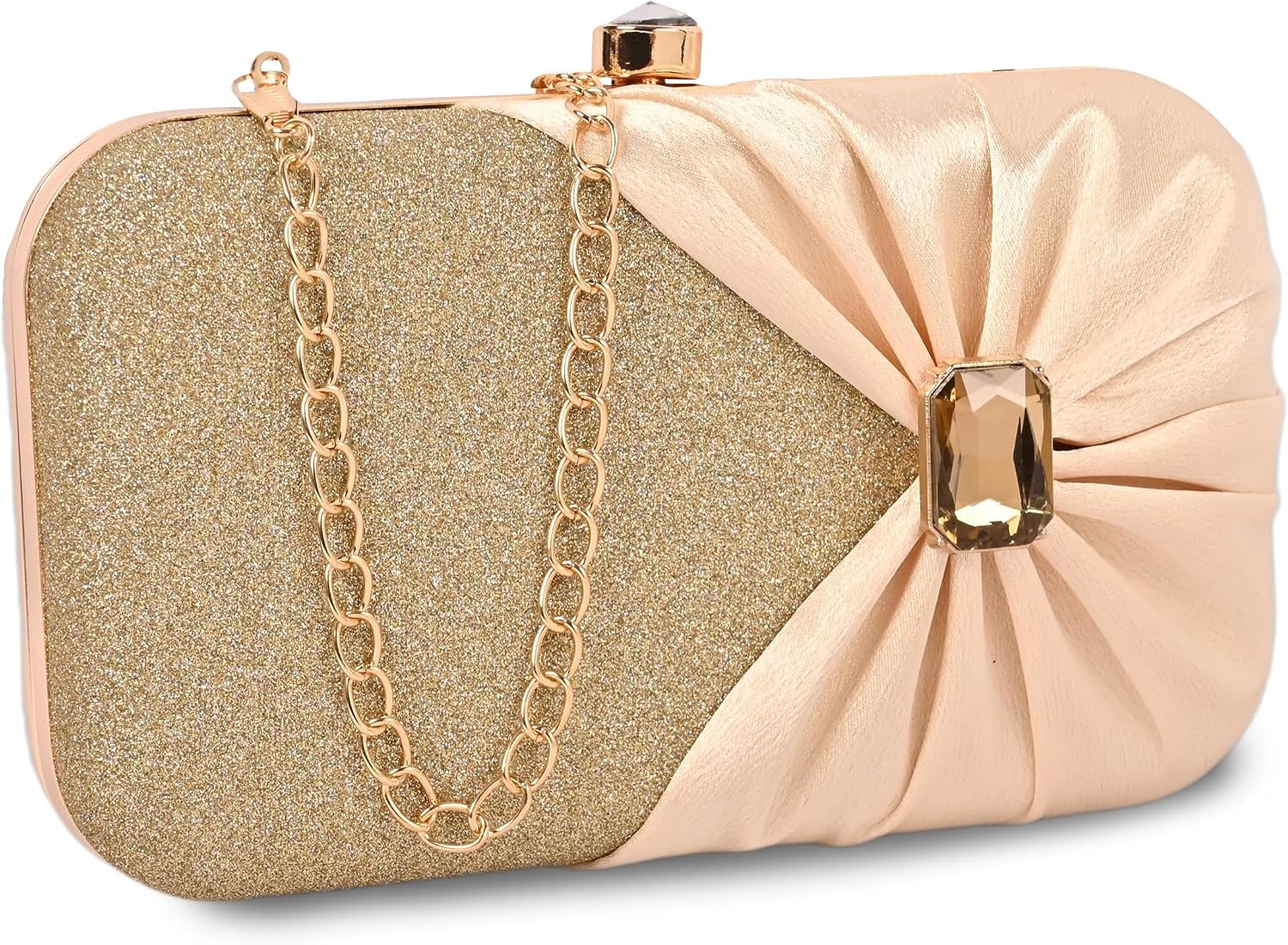 ADISA Studded formal party clutch with gold chain for women and girls
