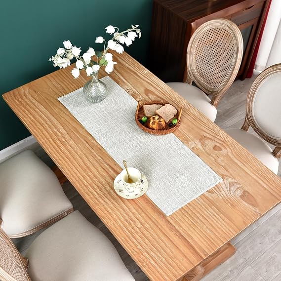 NEWISHER Reversible Double Layer Small Table Runner Faux Linen, 33x92 cm
