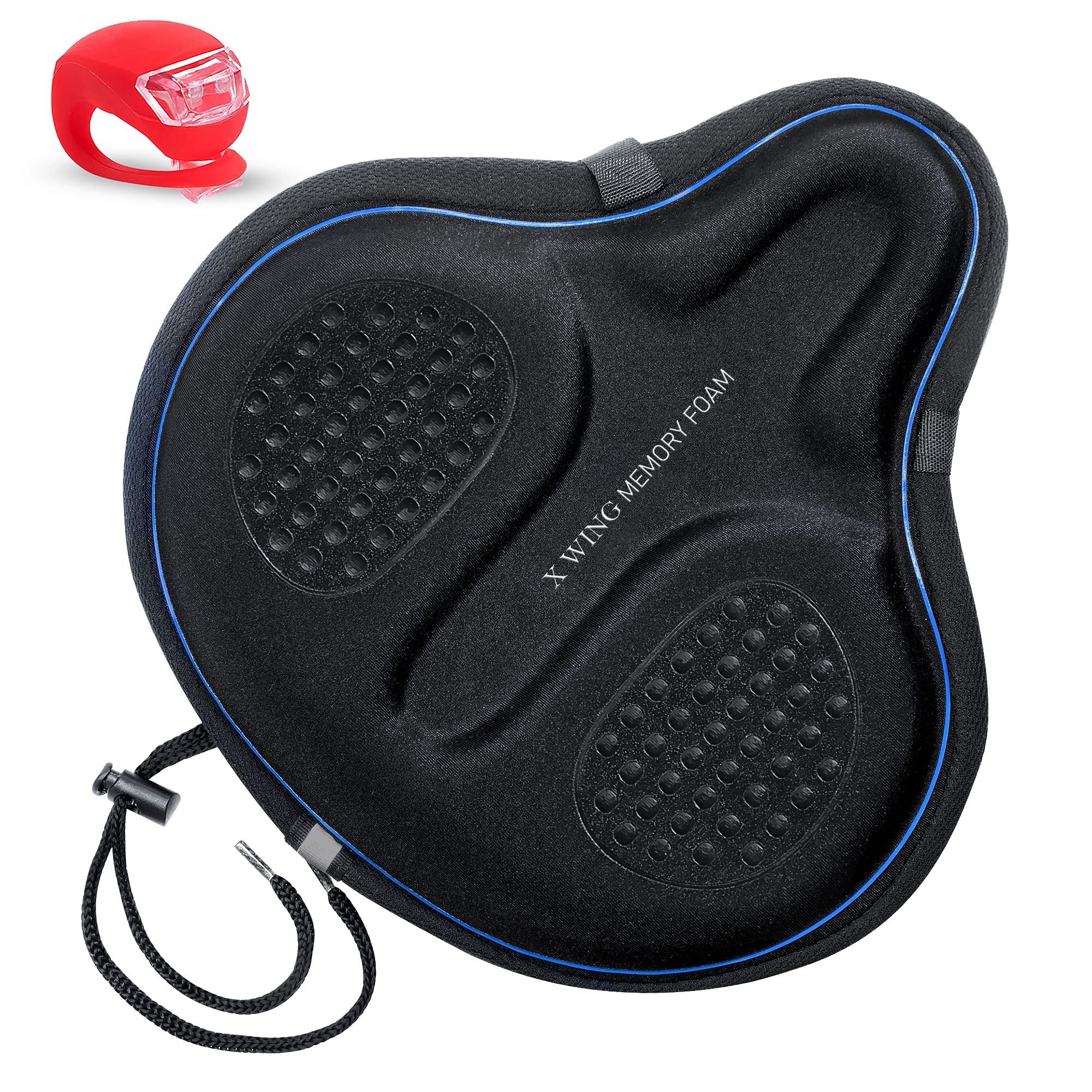 X WING Wide Bike Seat Cover Padded with Memory Foam | Ideal Bicycle Saddle Cover for Men and Women | Ultra-Soft Cushion, Non-Slip & Easy Installation | Fit for Exercise Bike, Indoor & Outdoor Cycling