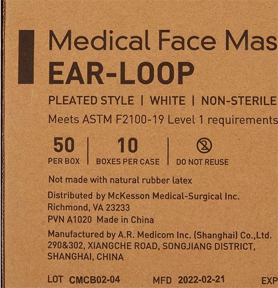 McKesson Procedure Mask Pleated 91-2103