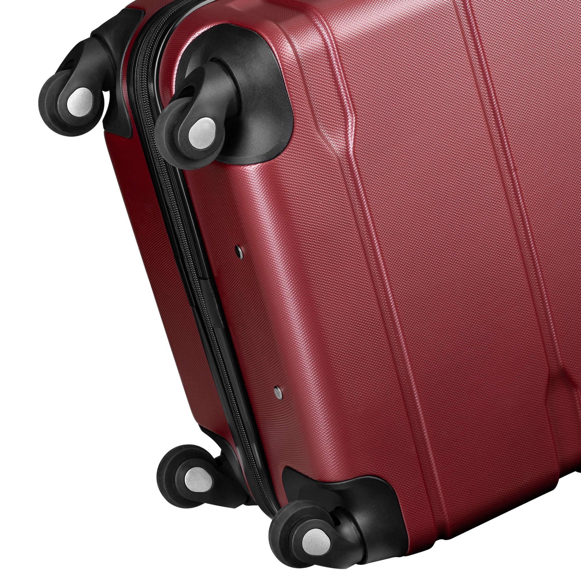 Zelsius Set de valises | Valise rigide en ABS avec serrure à combinaison, 4 roulettes et cloison intérieure | Valise à main, valise rigide - Lot de 4 pièces - Trolley, grande valise, rouge, S, M, L,
