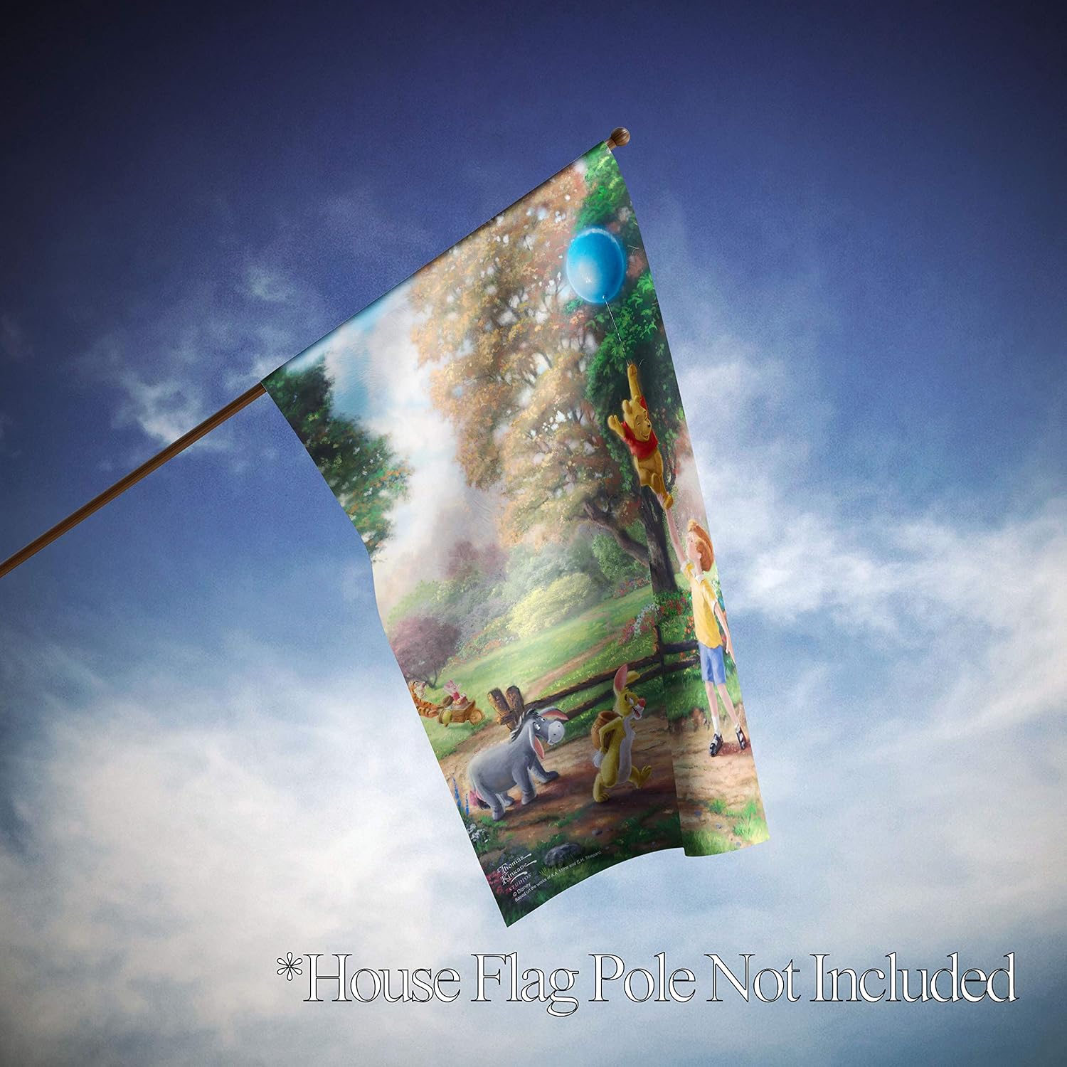 Flagology, Thomas Kinkade, Winnie the Pooh II – House Flag 28"x40", Outdoor Flag, Exclusive Fabric, Licensed Thomas Kinkade
