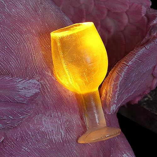 Miniatura 8 de Exhart Escultura de jardín, estatua de jardín de flamenco rosa solar, tarro de 8 luces LED de luciérnaga, decoración de jardín al aire libre, 8 x