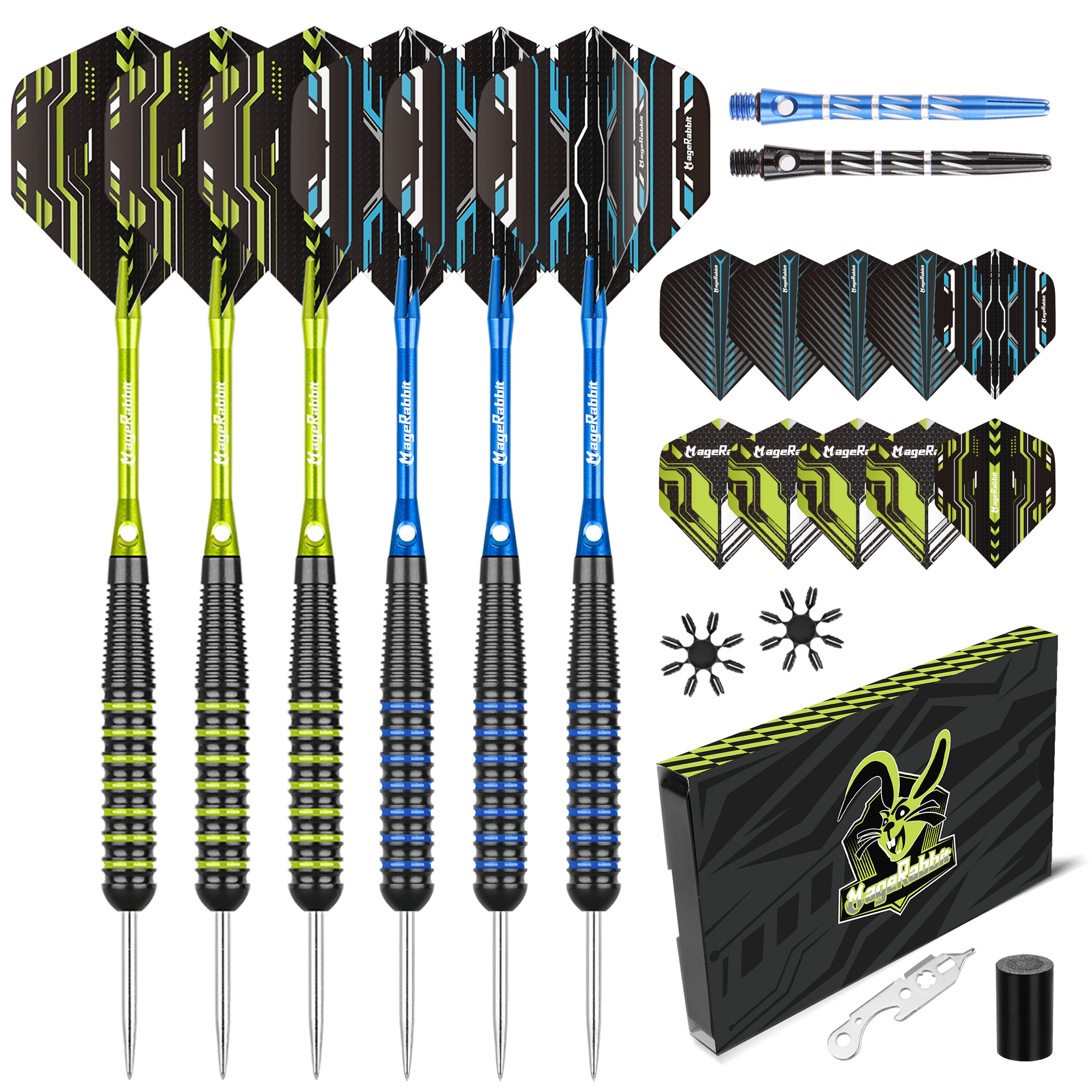 MageRabbit Steel Tip Darts Set, 6pcs 20g Metal Tip Darts,Steel