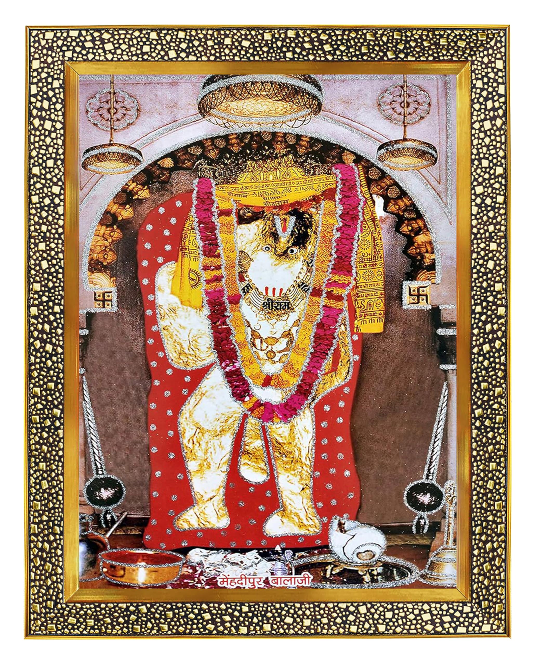 Balaji Hanuman Photo Frame - Golden & Glitter -1 Balaji Hanuman Photo Frame - Golden & Glitter -1