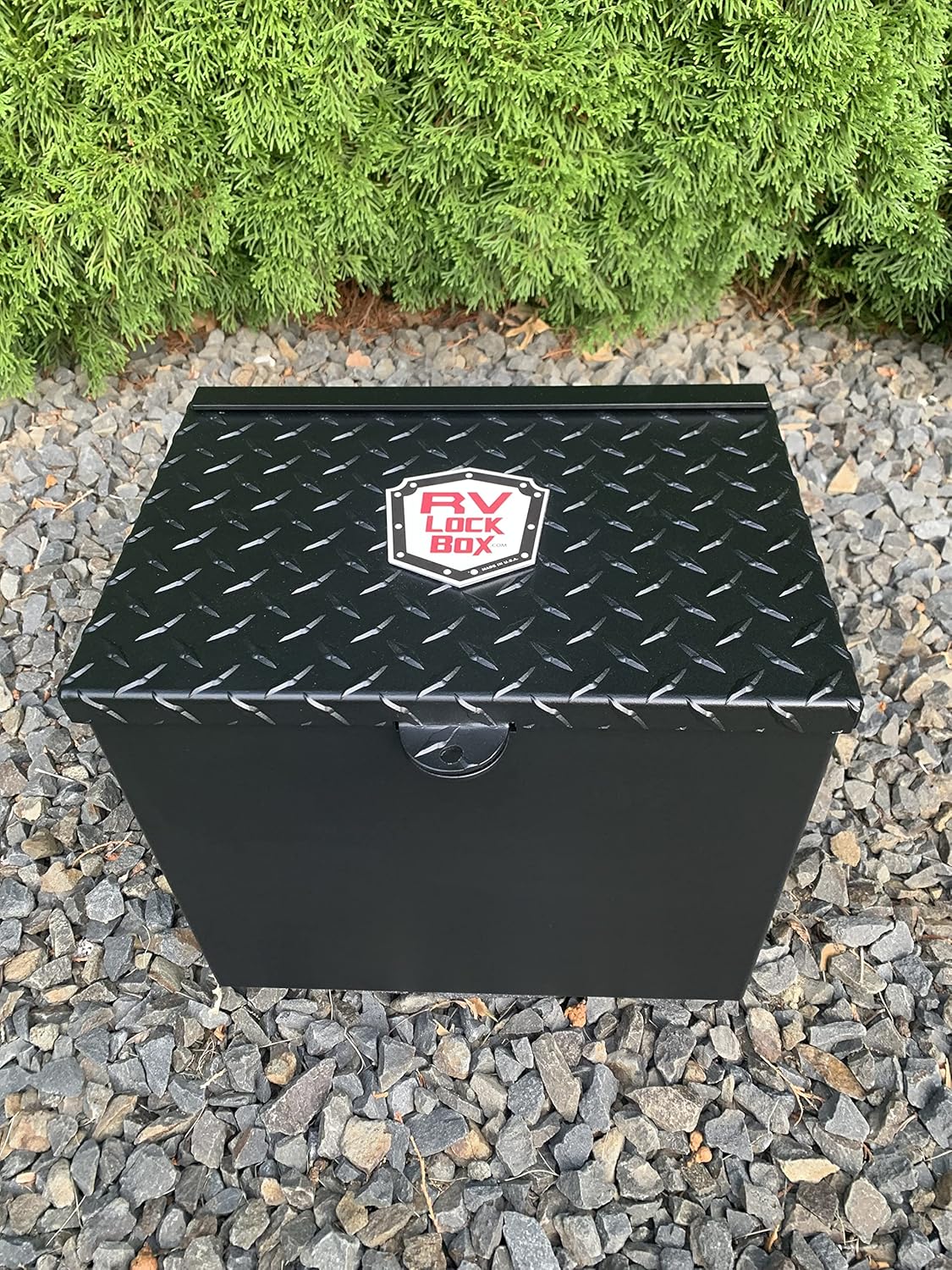 14" RV Battery Lock Box Smooth Black Aluminum Black