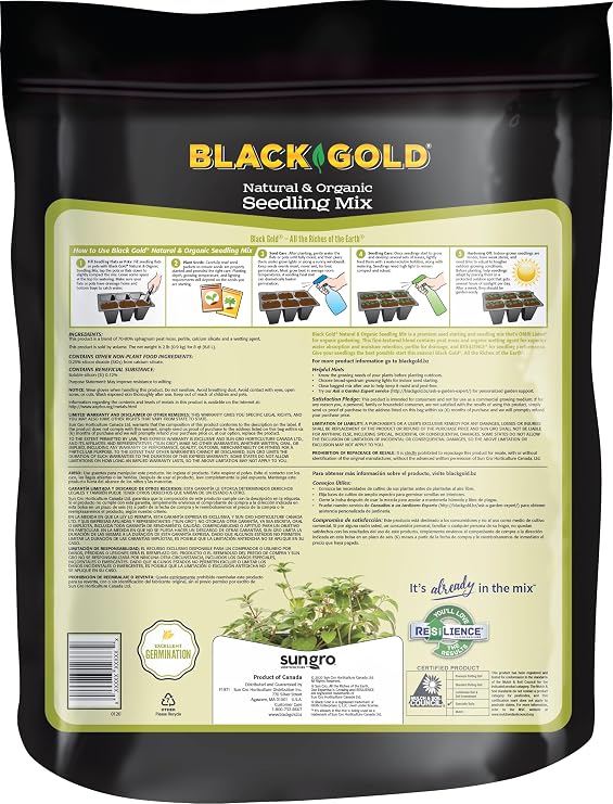 SunGro Horticulture Seedling Mix - Organic Seed Starting Mix - 8 Quart - Lime, Perlite, Sphagnum Peat Moss