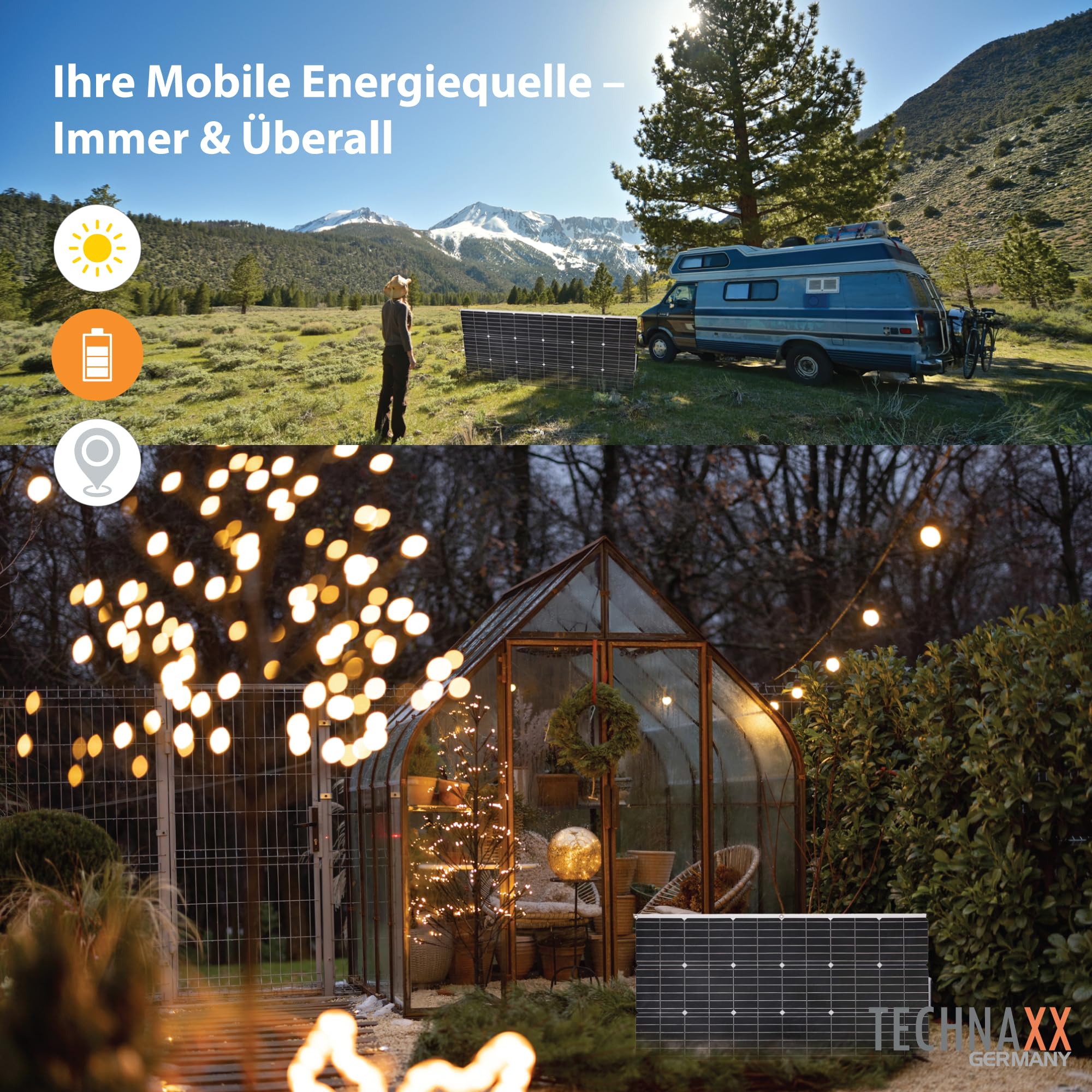 Technaxx flexibles Solar-Panel 100W - Das 100 Watt Solarpanel ist ideal für Camping, Wohnwagen, Boote, Gartenlauben, sowie Balkone etc. – Monokristalline Solarmodule TX-208