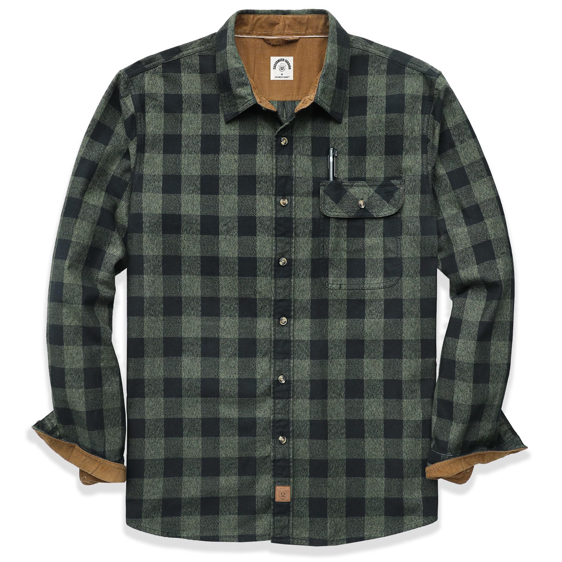 Dubinik Camisa Franela Hombre Camisas Manga Larga Hombre 100% Poliéster Ajuste Regular Camisa Polar Casual con Bolsillo